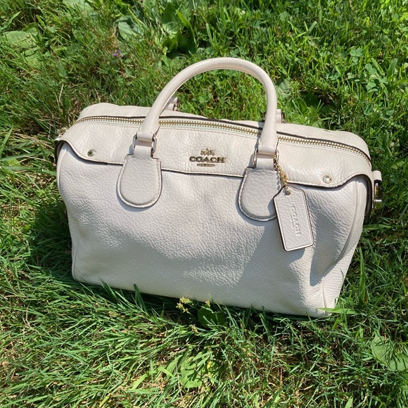 Coach Mini Bennett White Cream Chalk Color Soft Pebbled Leather Satchel Hand Bag - Picture 1 of 17